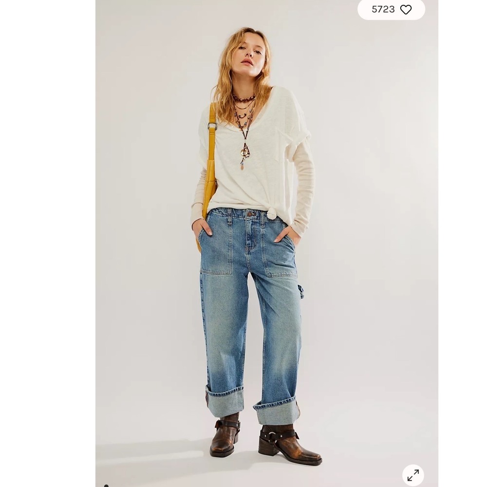 We‎ The Free Free People Major League Wide Leg Jeans Size 29 Boho slouchy baggy